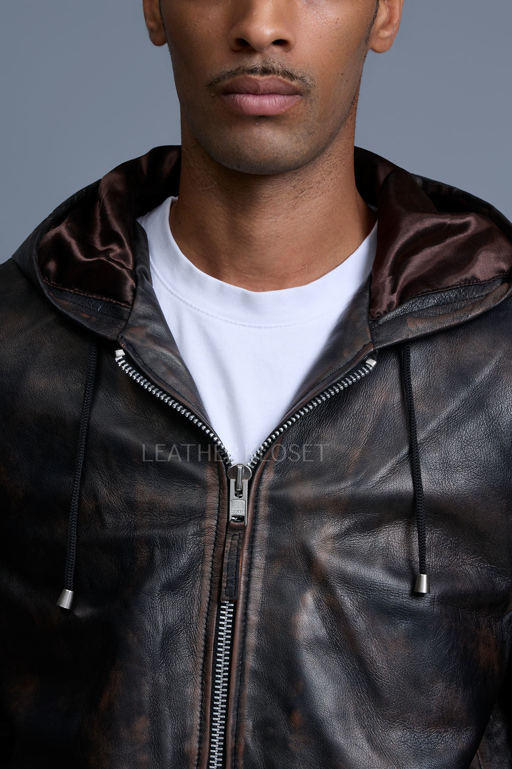 Men's Leather Hoodie [Copper]