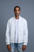 Men's Classic Baseball Leather Jacket White