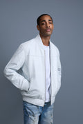 Men's Classic Baseball Leather Jacket White