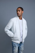 Men's Classic Baseball Leather Jacket White