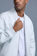 Men's Classic Baseball Leather Jacket White