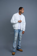 Men's Classic Baseball Leather Jacket White
