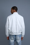 Men's Classic Baseball Leather Jacket White