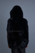 Men's Christopher Fox Fur Vest With Hood [Black]