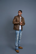 Men's Justin Distressed Leather Jacket [Antique Brown]