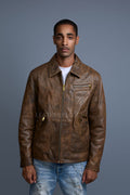 Men's Justin Distressed Leather Jacket [Antique Brown]