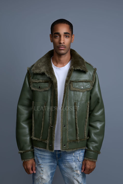 Men's Shepherd Shearling Jacket [Military Green]