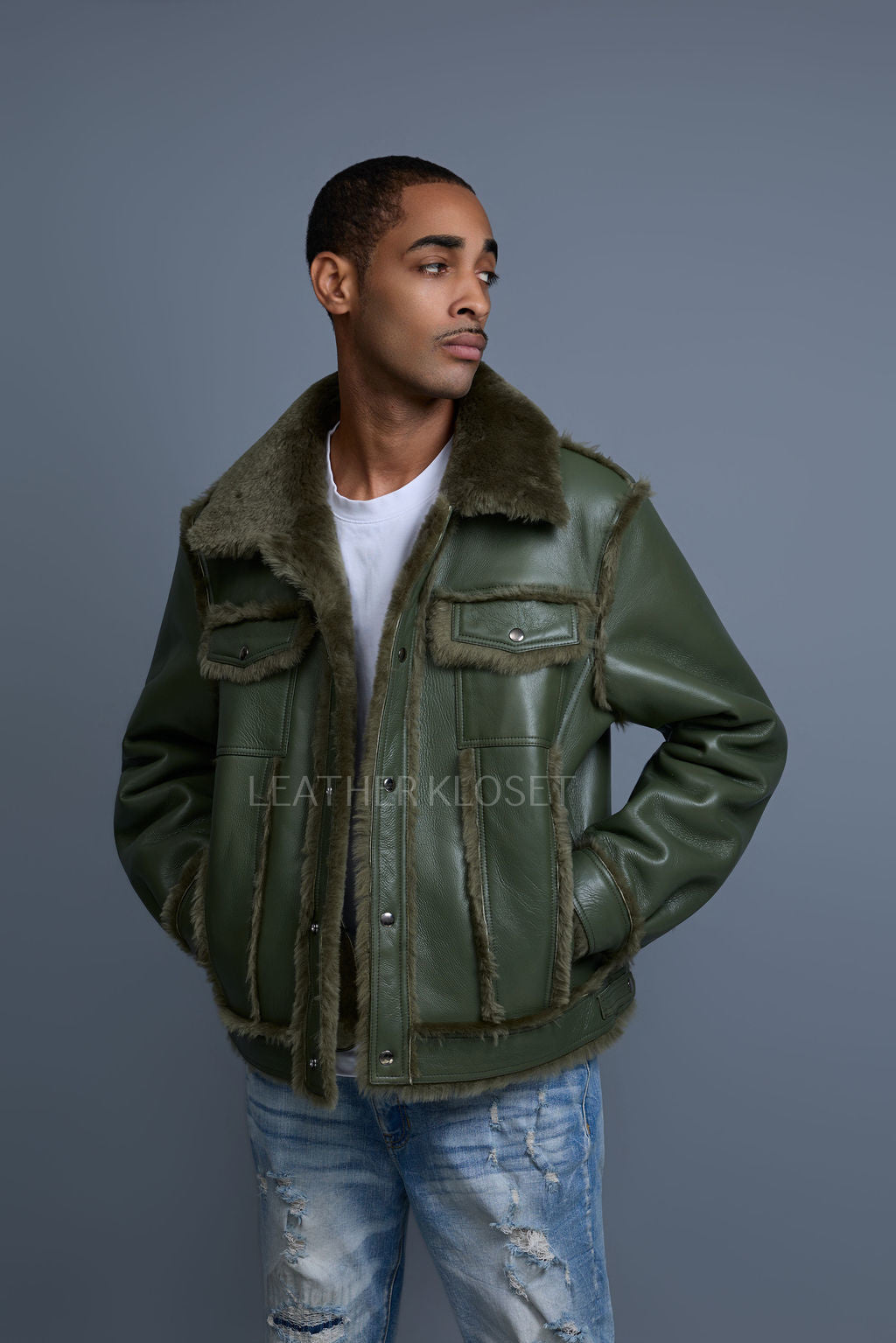 Men's Shepherd Shearling Jacket [Military Green]