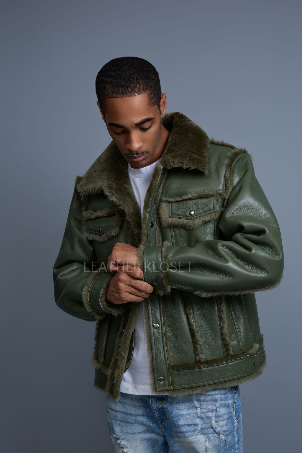 Men's Shepherd Shearling Jacket [Military Green]
