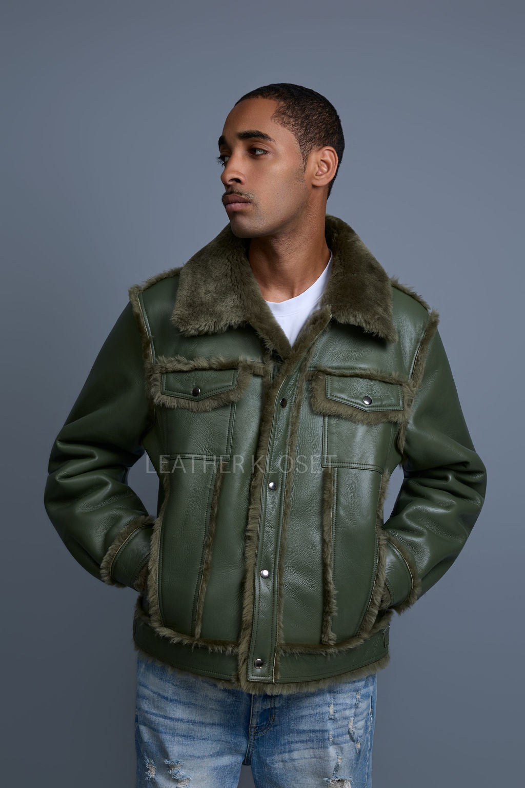 Men's Shepherd Shearling Jacket [Military Green]