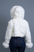 Women's Crop Fox Bomber With Hood [White]