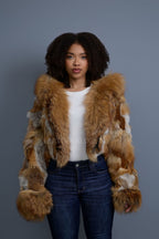 Women's Crop Fox Bomber With Hood [Red Fox]