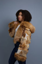 Women's Crop Fox Bomber With Hood [Red Fox]
