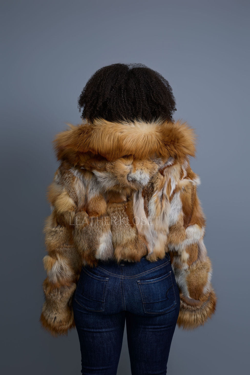 Women's Crop Fox Bomber With Hood [Red Fox]
