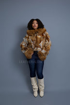 Women's Crop Fox Bomber With Hood [Red Fox]