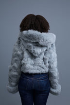 Women's Crop Fox Bomber With Hood [Grey]