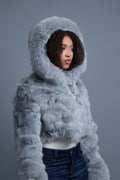 Women's Crop Fox Bomber With Hood [Grey]