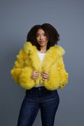 Women's Crop Fox Bomber With Hood [Yellow]