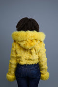 Women's Crop Fox Bomber With Hood [Yellow]