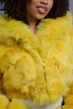Women's Crop Fox Bomber With Hood [Yellow]