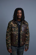 Men's Camron Camo Cotton & Leather Jacket
