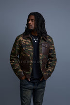 Men's Camron Camo Cotton & Leather Jacket