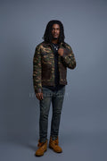 Men's Camron Camo Cotton & Leather Jacket