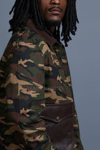 Men's Camron Camo Cotton & Leather Jacket