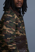Men's Camron Camo Cotton & Leather Jacket