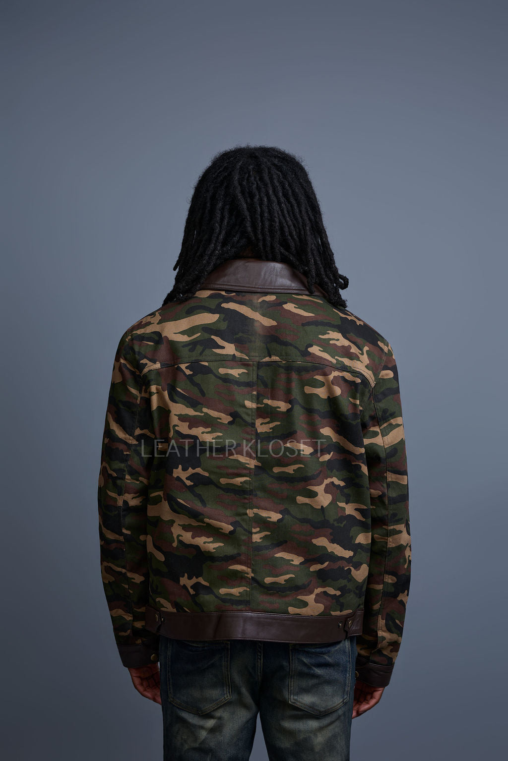 Men's Camron Camo Cotton & Leather Jacket