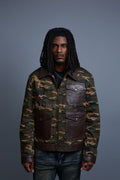 Men's Camron Camo Cotton & Leather Jacket