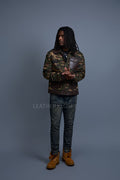 Men's Camron Camo Cotton & Leather Jacket