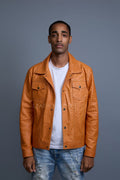 Men's Dylan Real Ostrich Leather Jean Jacket [Rust]