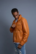 Men's Dylan Real Ostrich Leather Jean Jacket [Rust]