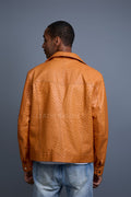 Men's Dylan Real Ostrich Leather Jean Jacket [Rust]