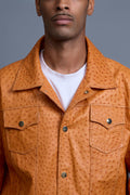 Men's Dylan Real Ostrich Leather Jean Jacket [Rust]