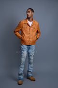 Men's Dylan Real Ostrich Leather Jean Jacket [Rust]