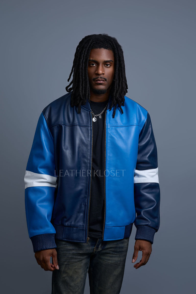 Men's Baseball Multi Color Jacket [Navy/Royal/White]