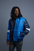Men's Baseball Multi Color Jacket [Navy/Royal/White]