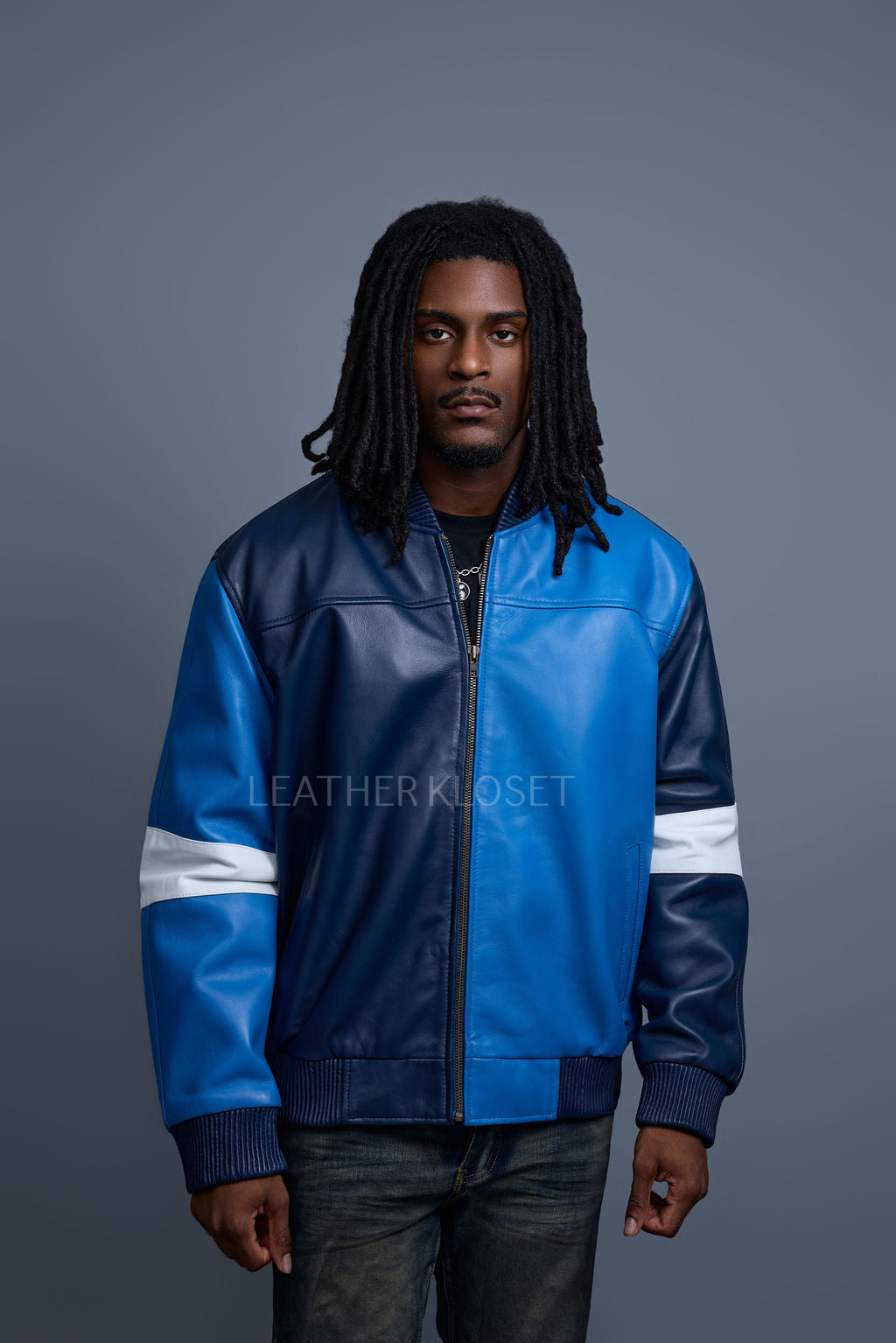 Men's Baseball Multi Color Jacket [Navy/Royal/White] – LeatherKloset