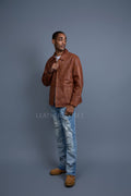 Men's Compton Leather Jacket [Caramel Crunch]