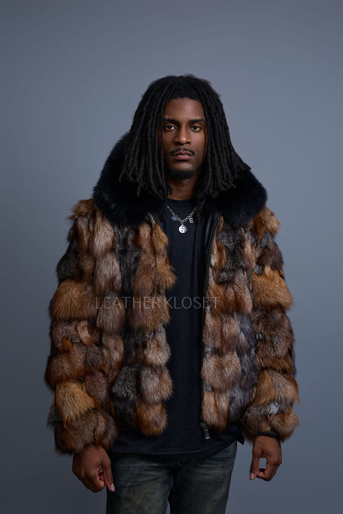 Men's Arlo Fox Fur Bomber Jacket [Crystal]
