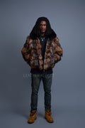 Men's Arlo Fox Fur Bomber Jacket [Crystal]