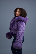Women's Crop Fox Bomber With Hood [Lavender]