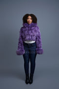 Women's Crop Fox Bomber With Hood [Lavender]