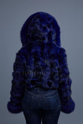 Women's Crop Fox Bomber With Hood [Midnight Blue]