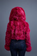 Women's Crop Fox Bomber With Hood [Magenta]