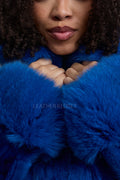 Women's Crop Fox Bomber With Hood [Royal Blue]