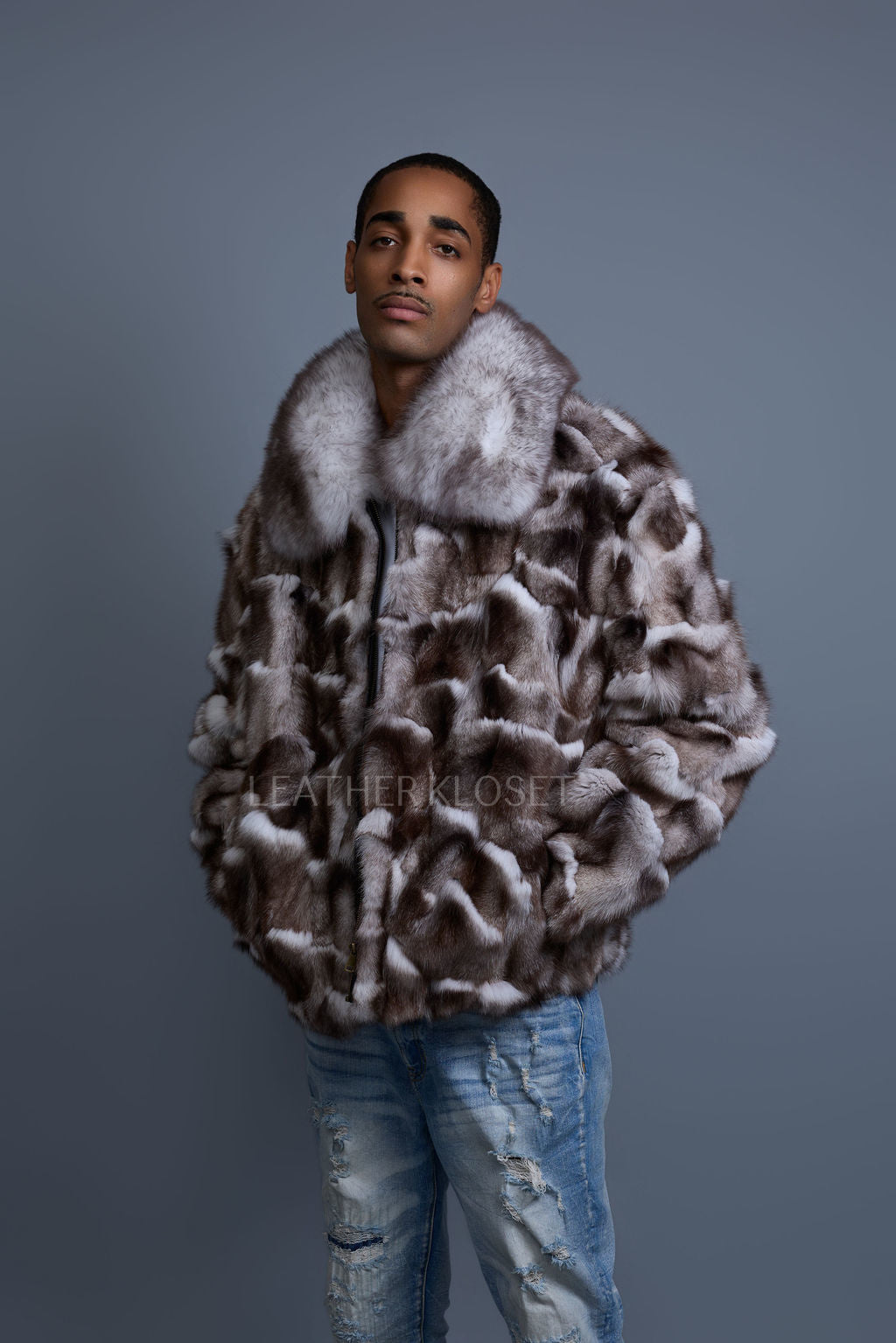 Men's Hudson Fox Fur Bomber Jacket [Natural]