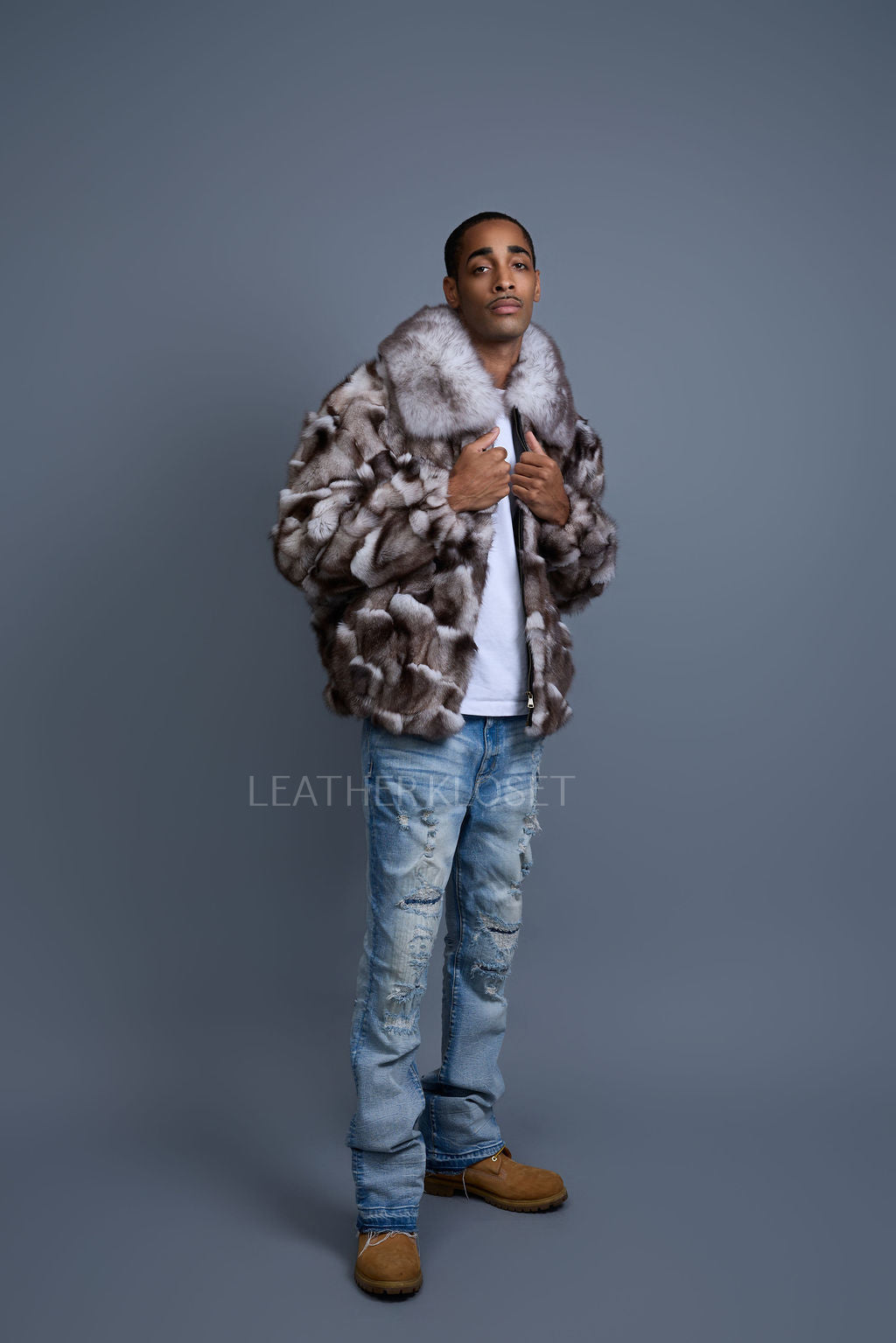 Men's Hudson Fox Fur Bomber Jacket [Natural]